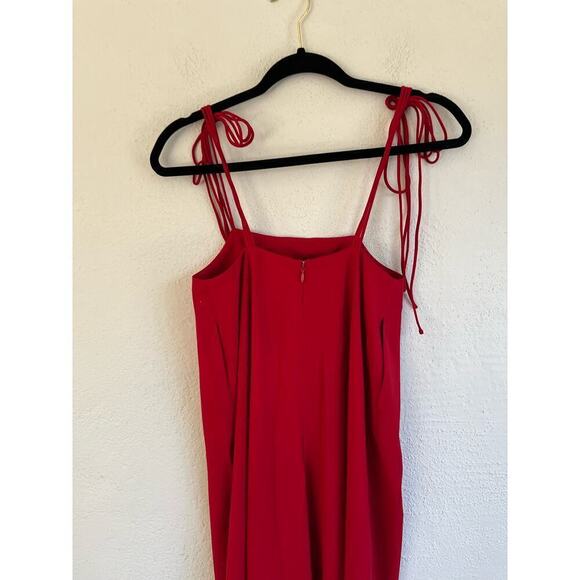 Grey Lab Red Spaghetti Strap Jumpsuit With Side Ties & Back Zipper Small - Picture 8 of 9
